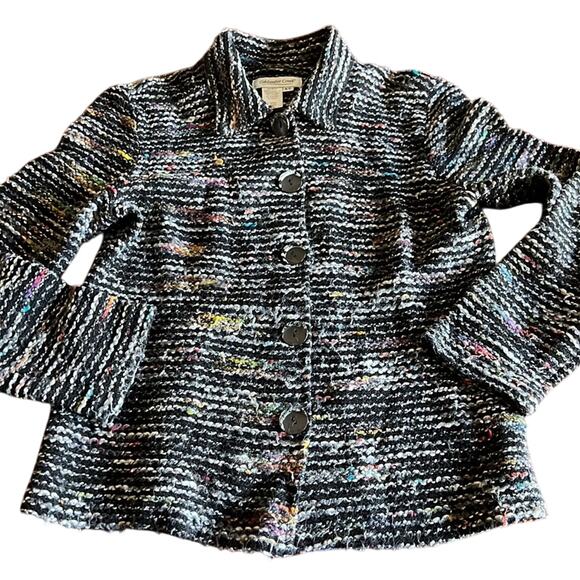 Coldwater Creek Size XS Textured Striped Sweater Cardigan Jacket Knit - Picture 5 of 8